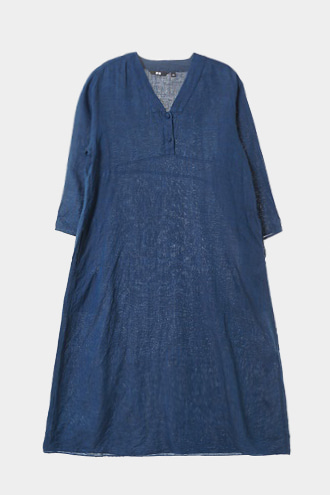 UNIQLO DRESS - linen 100% blend[WOMAN 66~77]